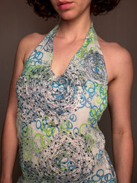 robe légère dos nu à sequins S/M vintage