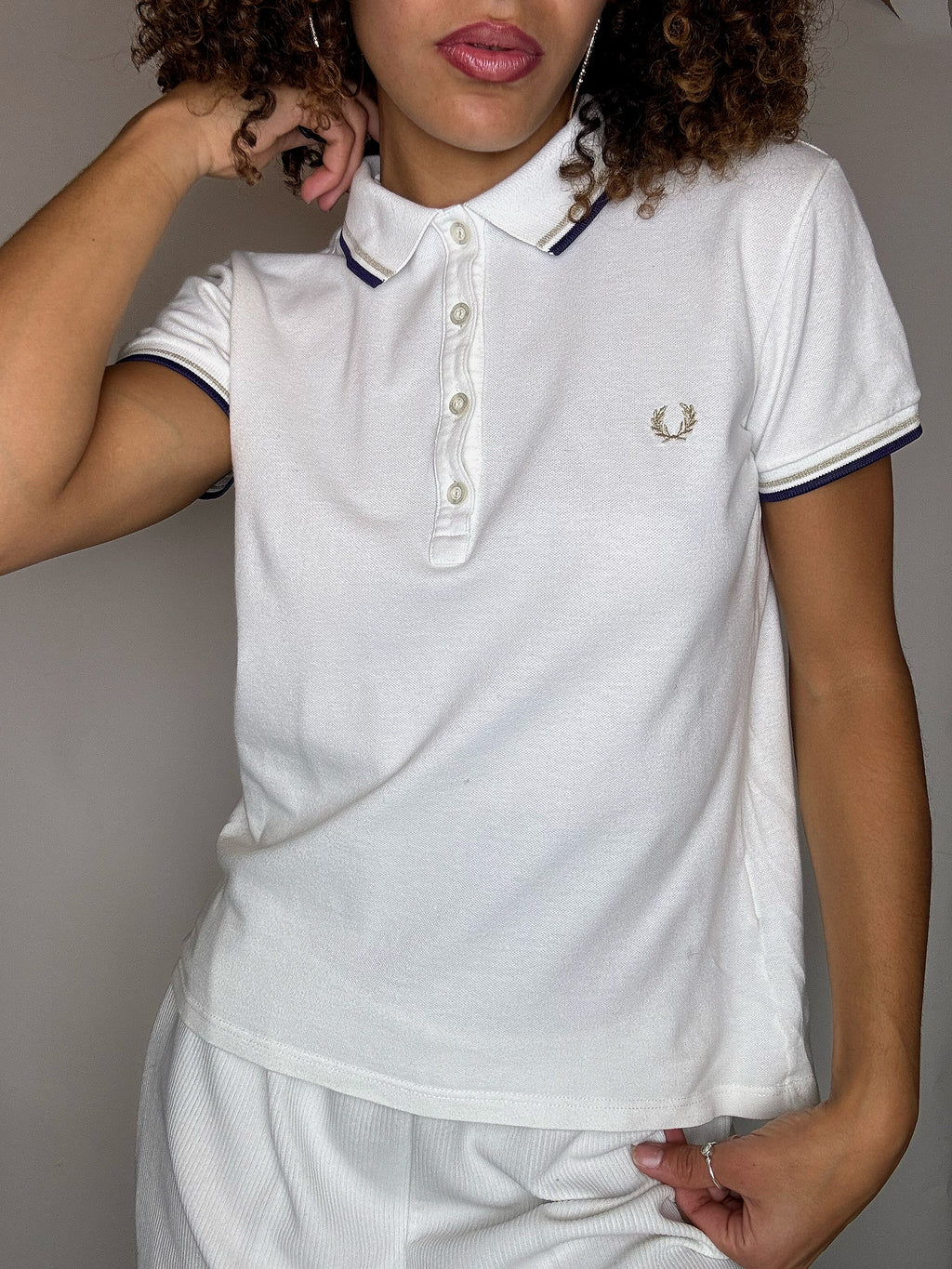 FRED PERRY Poloshirt weiß XL Vintage