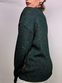 Vintage green plaid crew neck sweater L
