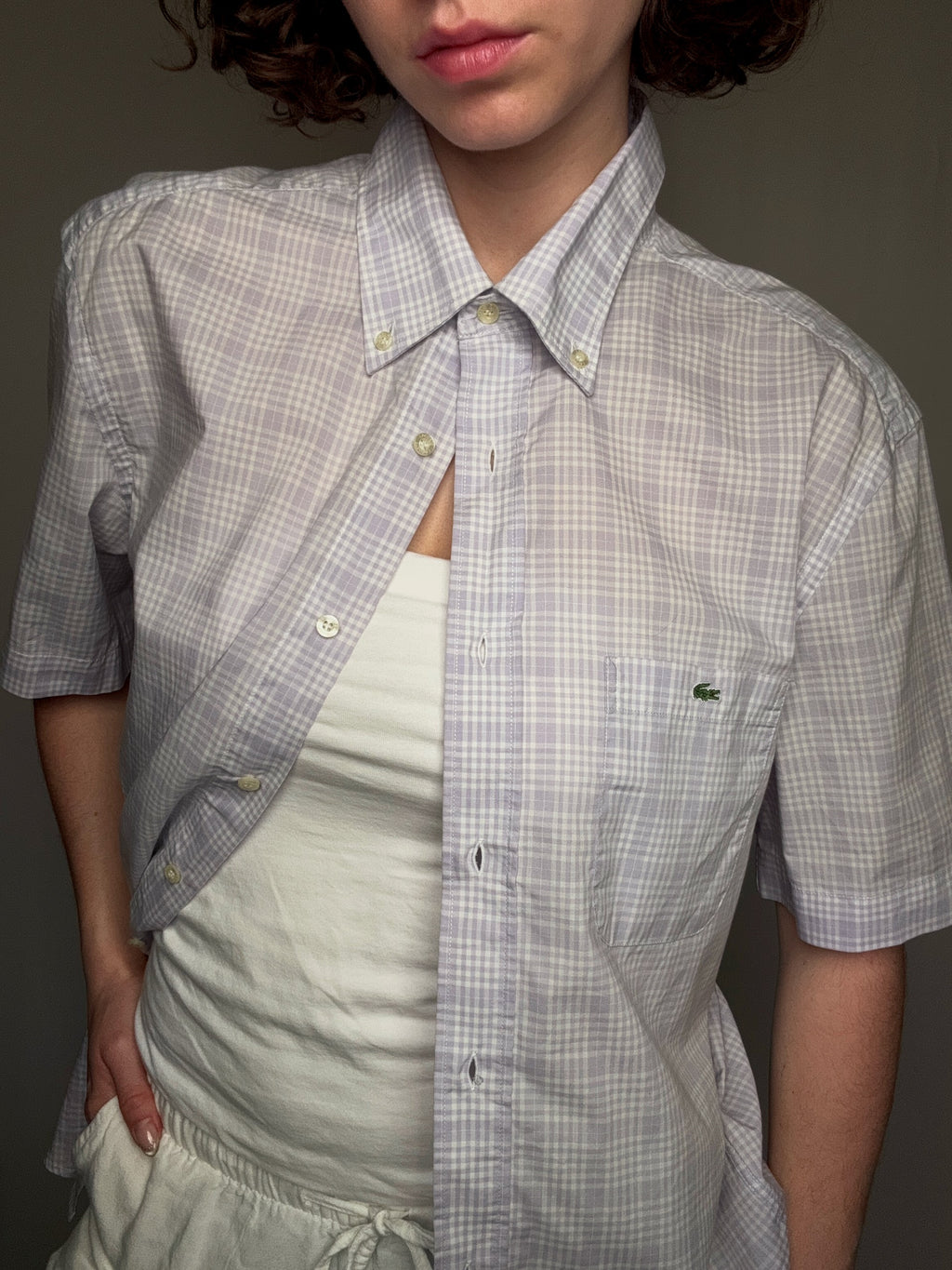 Chemise lila Lacoste M/L vintage