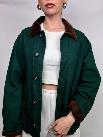 Veste style boxy LANDS END verte M vintage