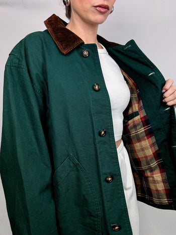 Veste style boxy LANDS END verte M vintage