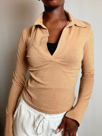 Top doré à paillettes S/M vintage