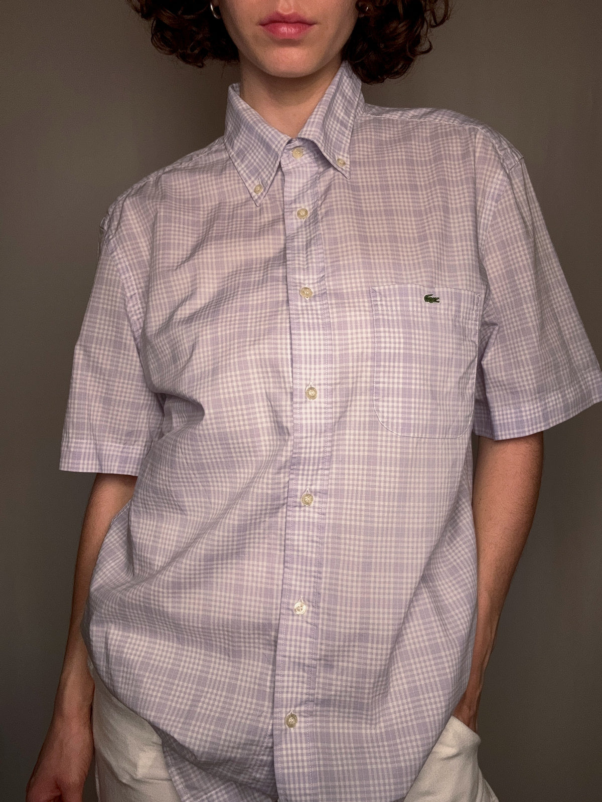 Chemise lila Lacoste M/L vintage