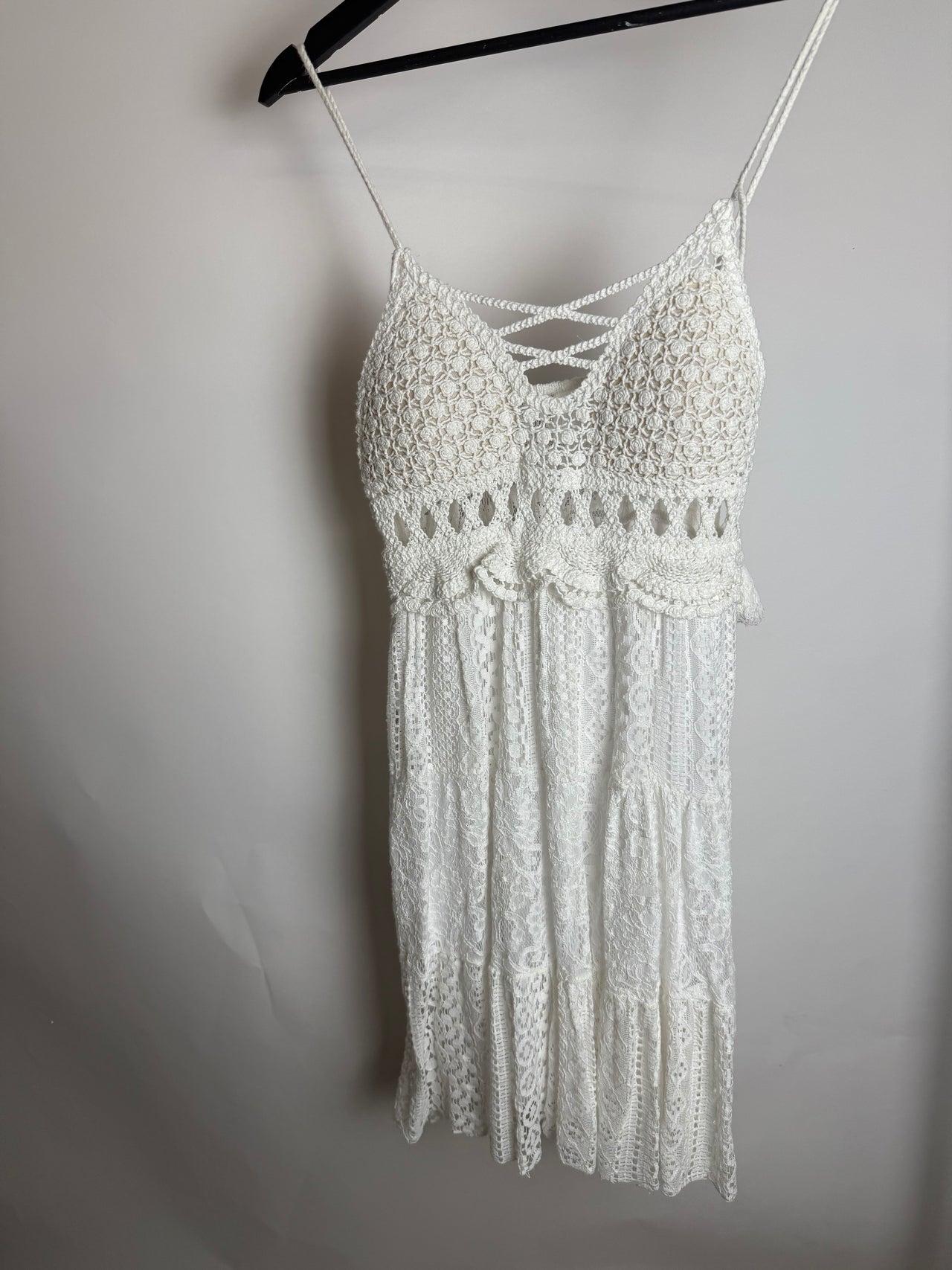 Robe en crochet blanche S braderie
