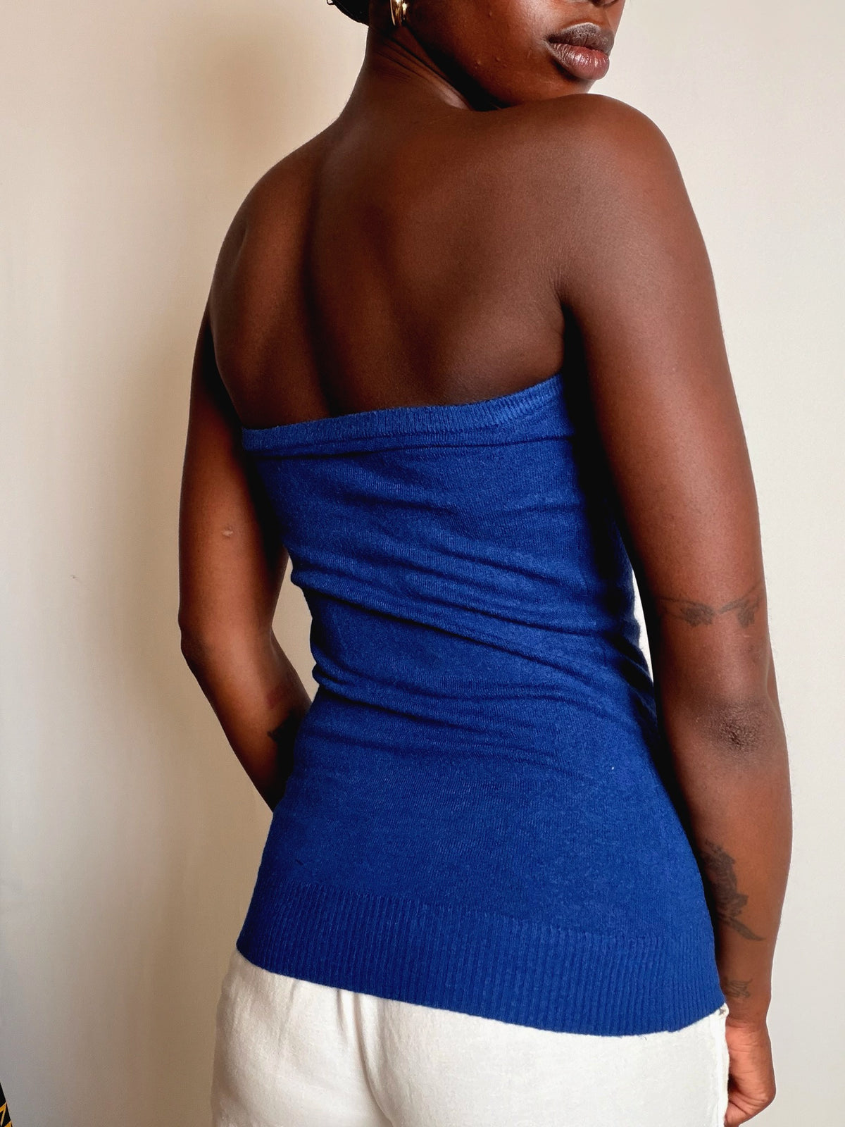 Top bandeau bleu S vintage