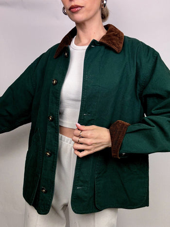 Veste style boxy LANDS END verte M vintage