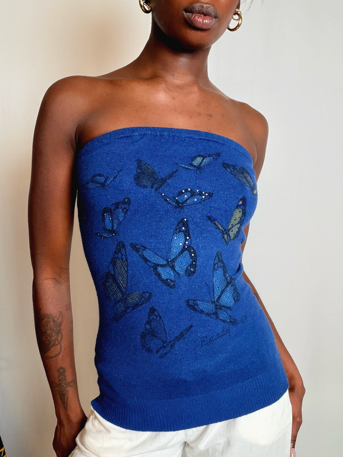 Top bandeau bleu S vintage