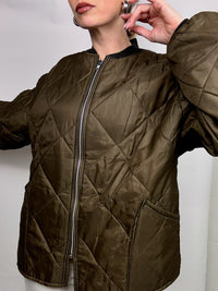 M/L khaki quilted bomber jacket