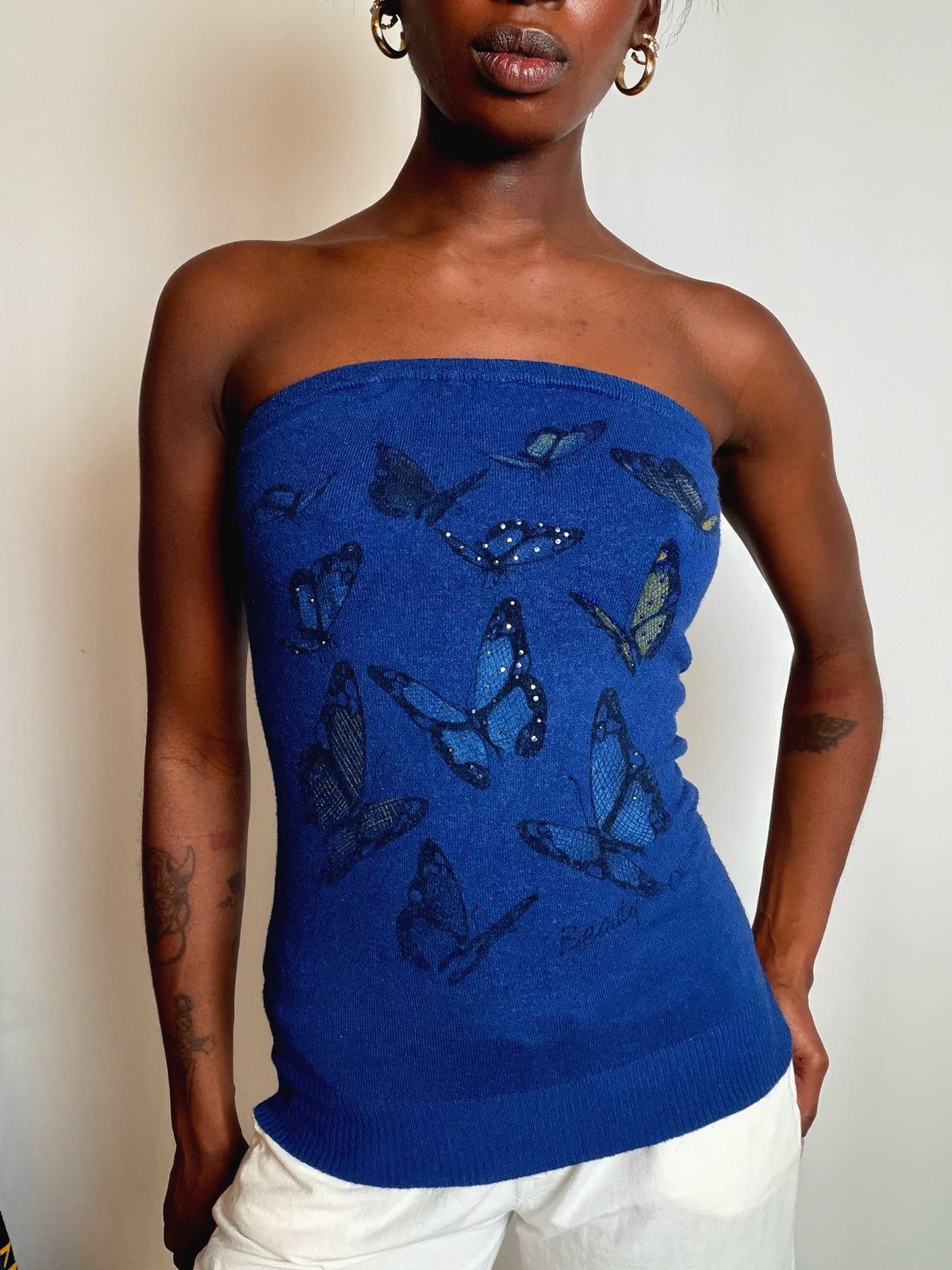 Top bandeau bleu S vintage