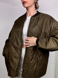 M/L khaki quilted bomber jacket
