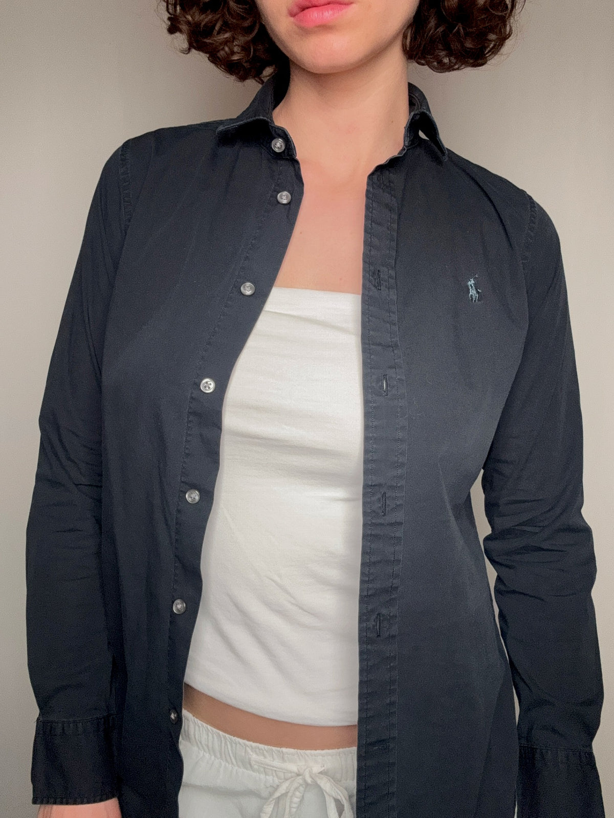 Chemise cintrée noire Ralph Lauren S/M vintage