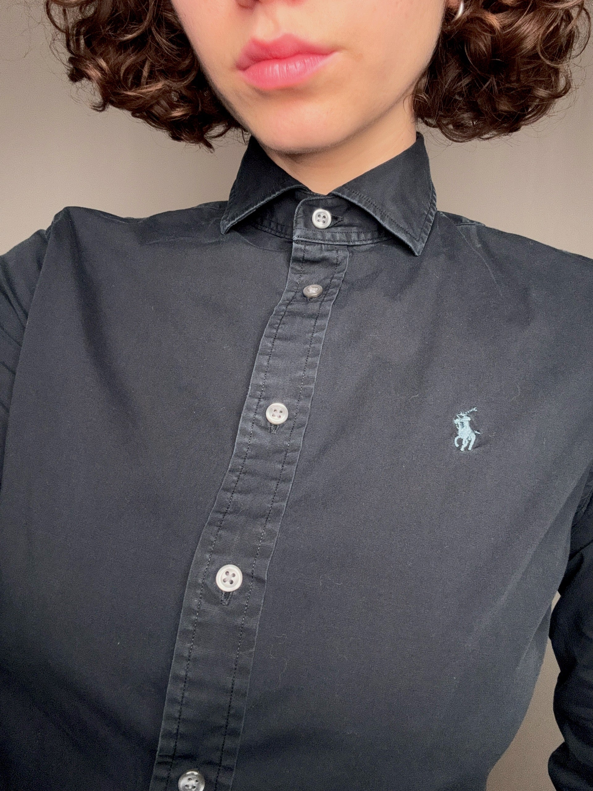 Schwarzes, tailliertes Hemd Ralph Lauren S/M Vintage