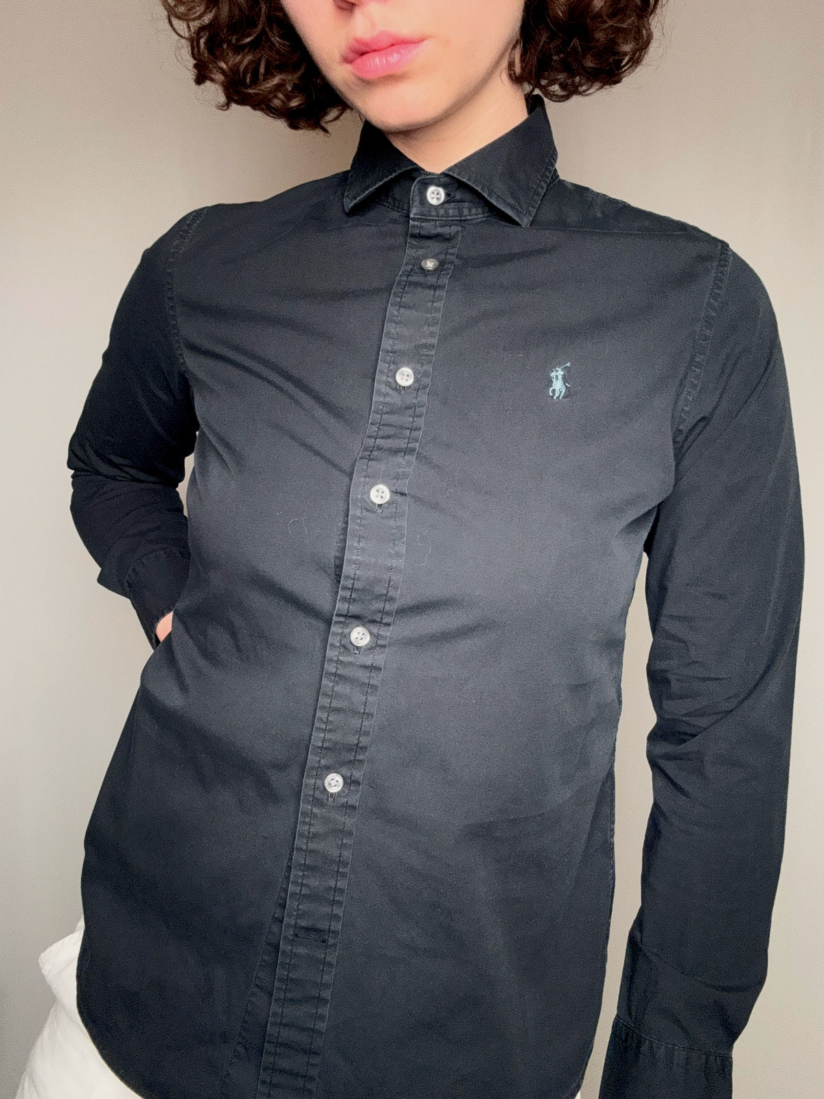 Chemise cintrée noire Ralph Lauren S/M vintage