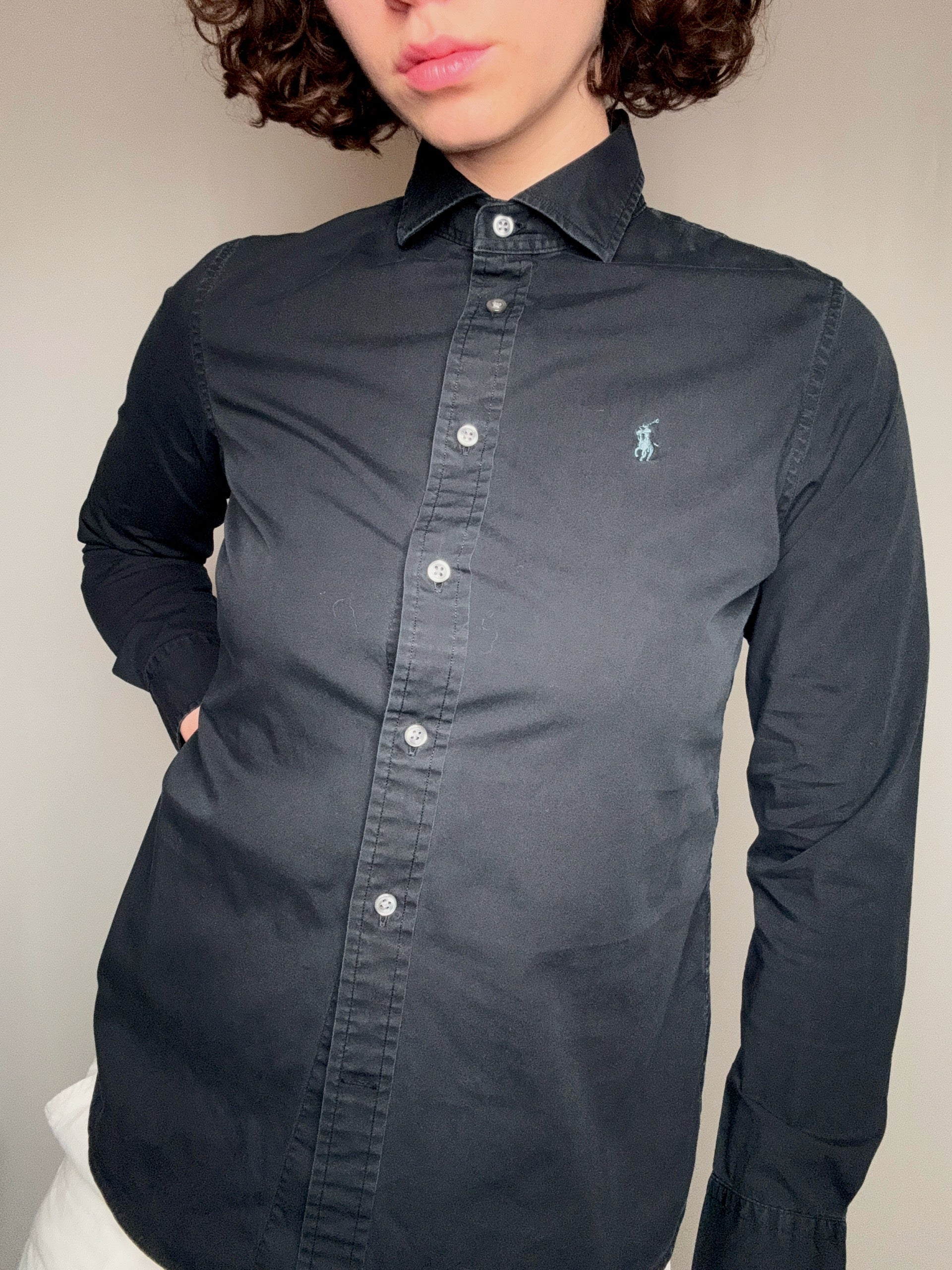 Schwarzes, tailliertes Hemd Ralph Lauren S/M Vintage
