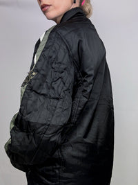 Vintage M schwarze und khakifarbene Rennjacke