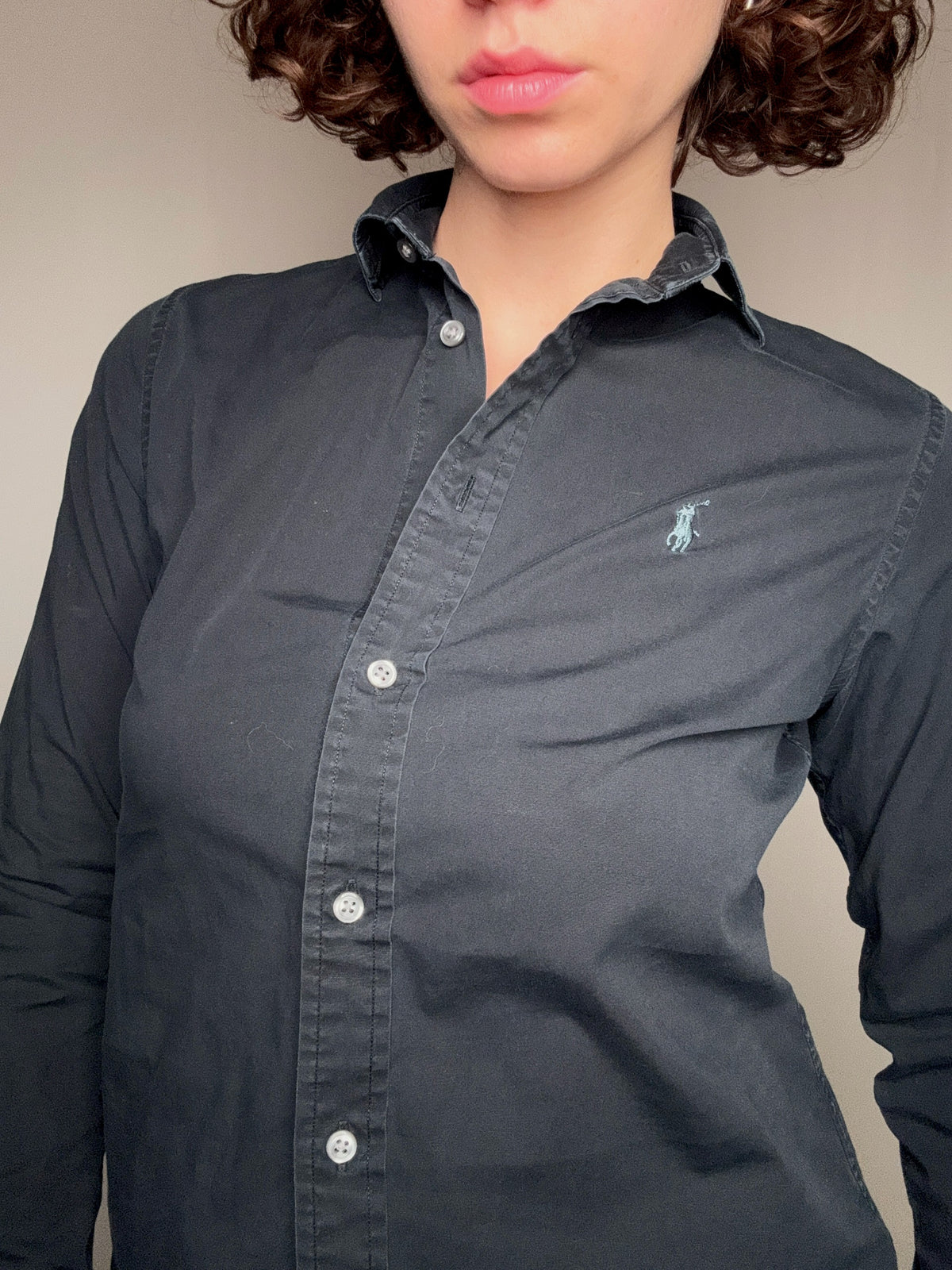 Chemise cintrée noire Ralph Lauren S/M vintage