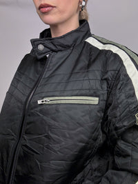 Vintage M schwarze und khakifarbene Rennjacke