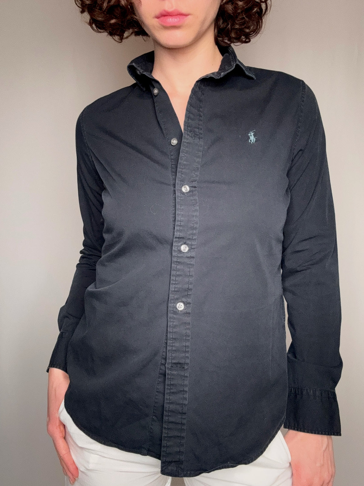 Chemise cintrée noire Ralph Lauren S/M vintage