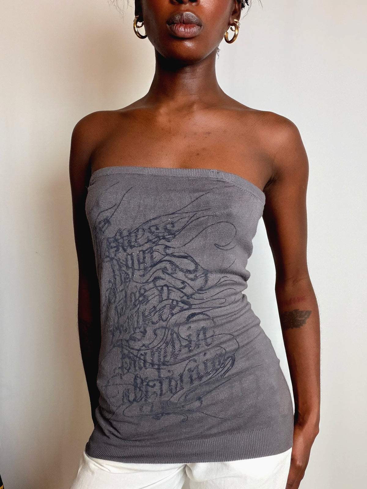 Top bandeau gris Guess M vintage