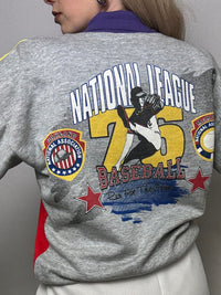 Retro Baseball Shirt Kragen Sweatshirt S Vintage