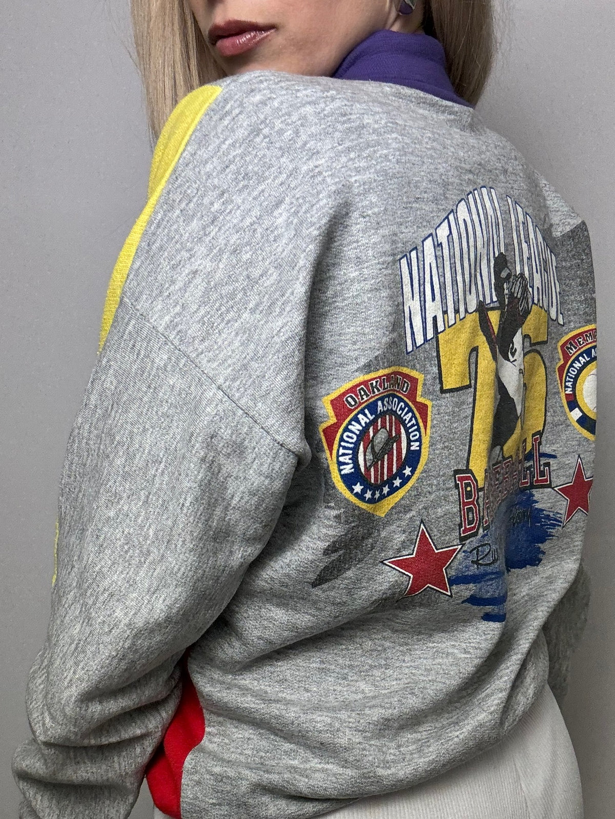 Retro Baseball Shirt Kragen Sweatshirt S Vintage