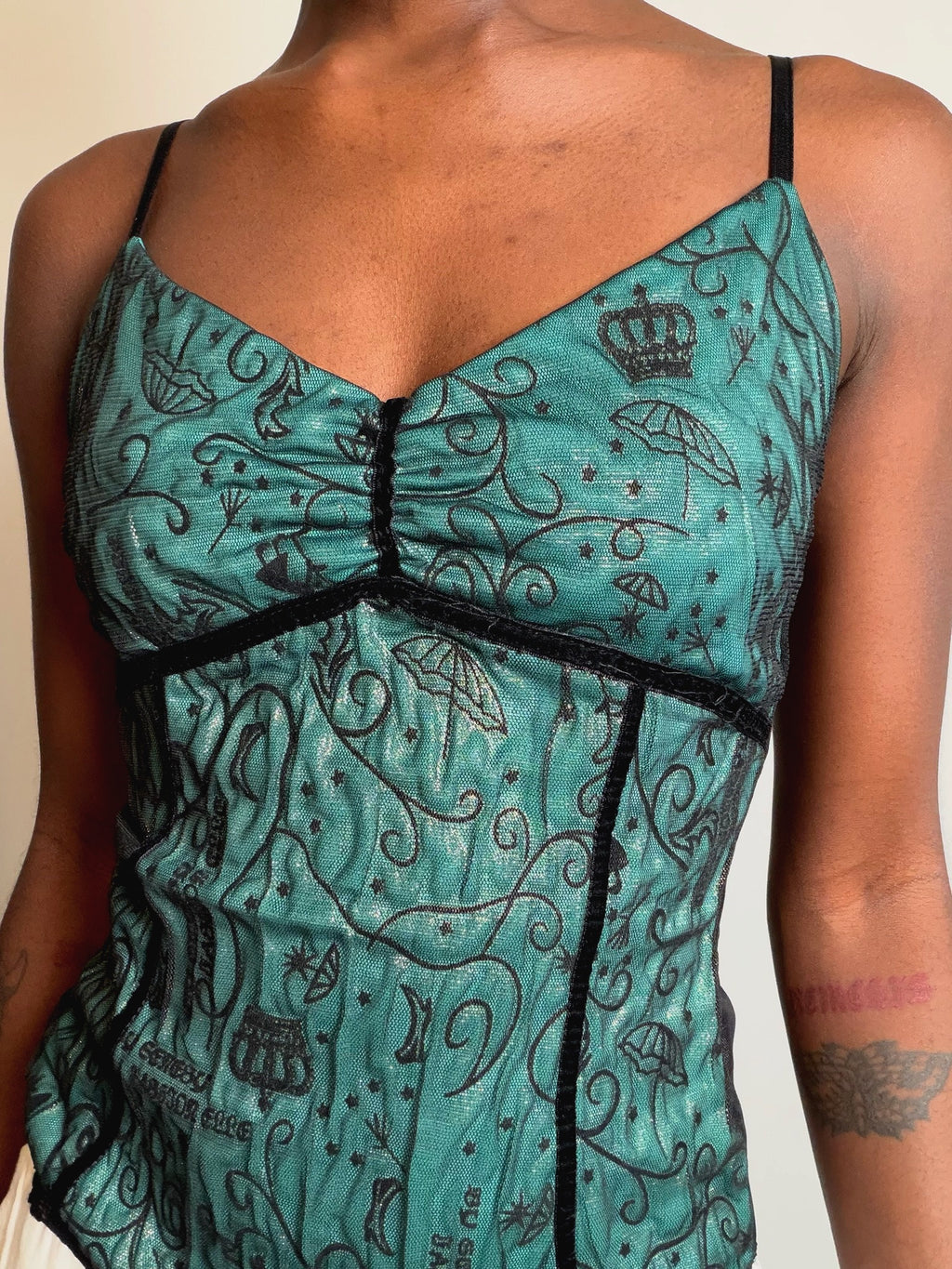 Top à bretelles vert S/M vintage