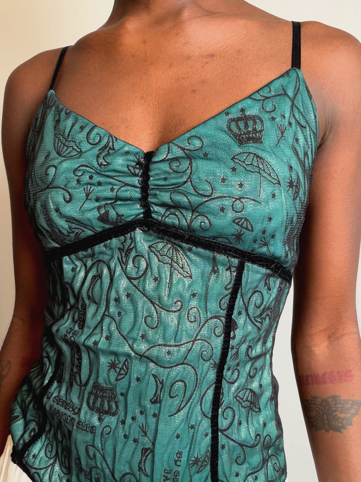 Top à bretelles vert S/M vintage