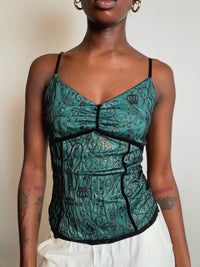 Top à bretelles vert S/M vintage