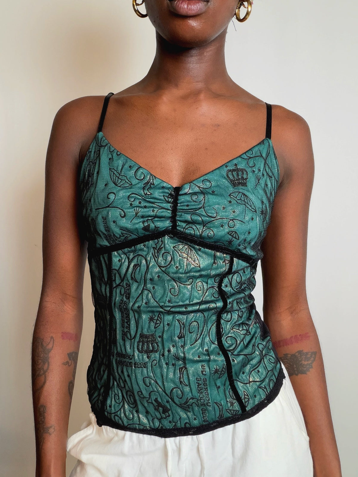 Top à bretelles vert S/M vintage