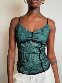 Top à bretelles vert S/M vintage