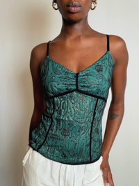 Top à bretelles vert S/M vintage