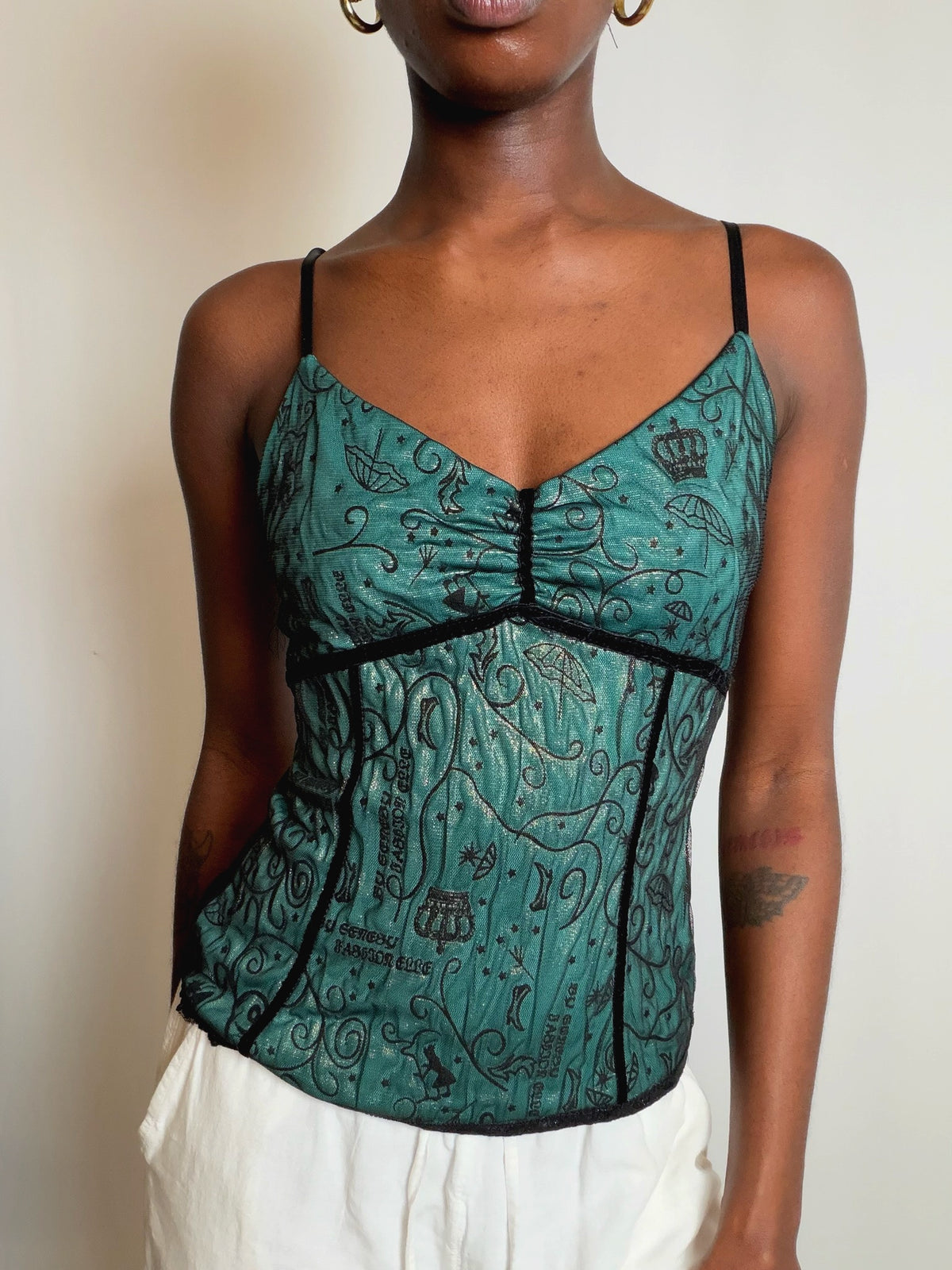 Top à bretelles vert S/M vintage