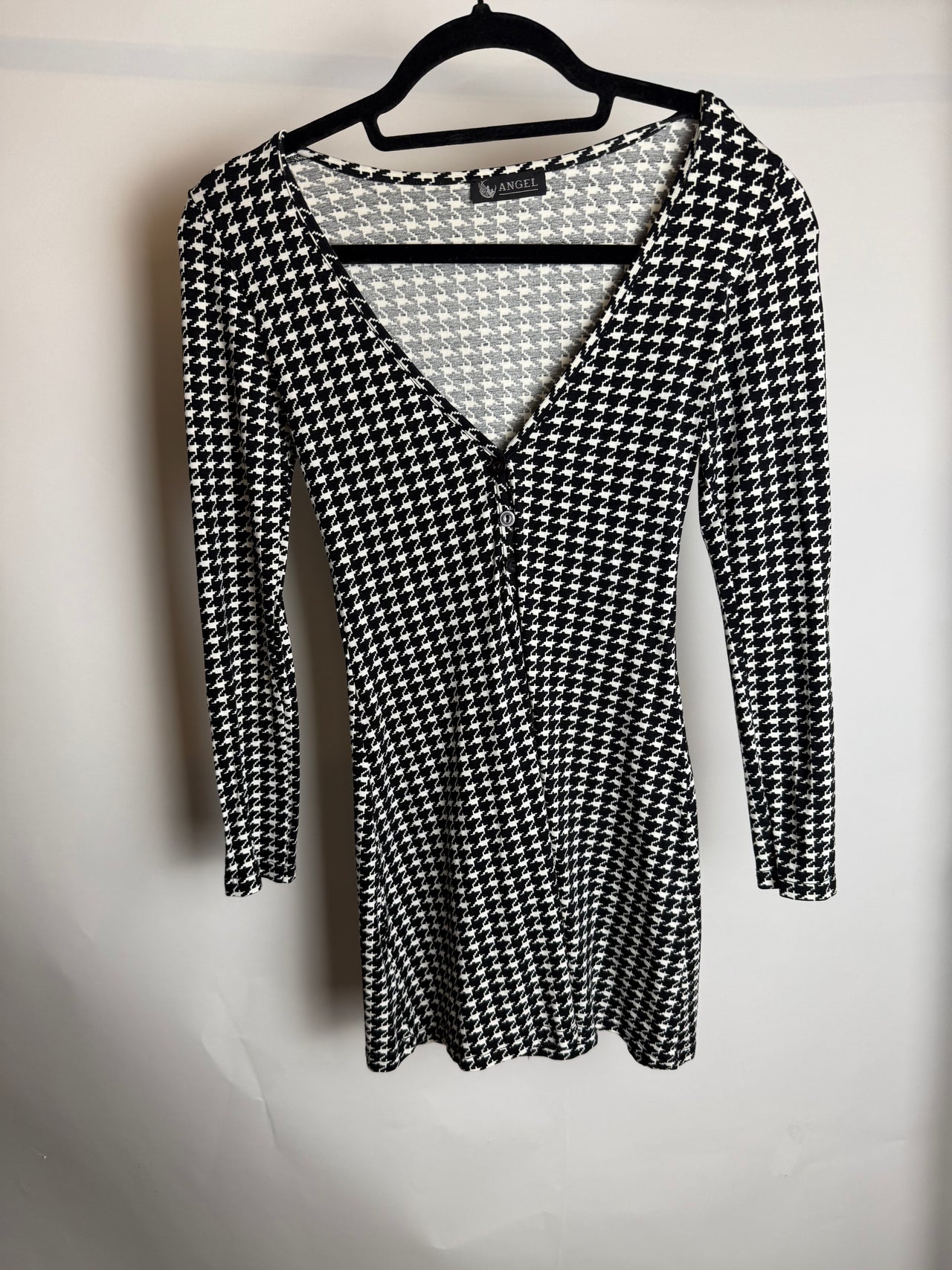 Robe courte élastique pied de poule XS/S braderie