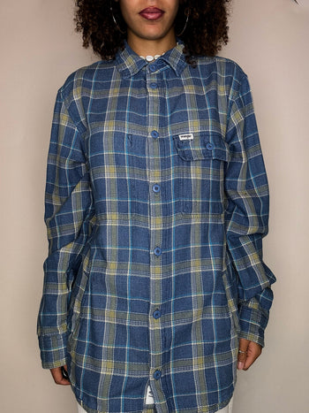 Chemise épaisse à carreaux bleue WRANGLER M vintage