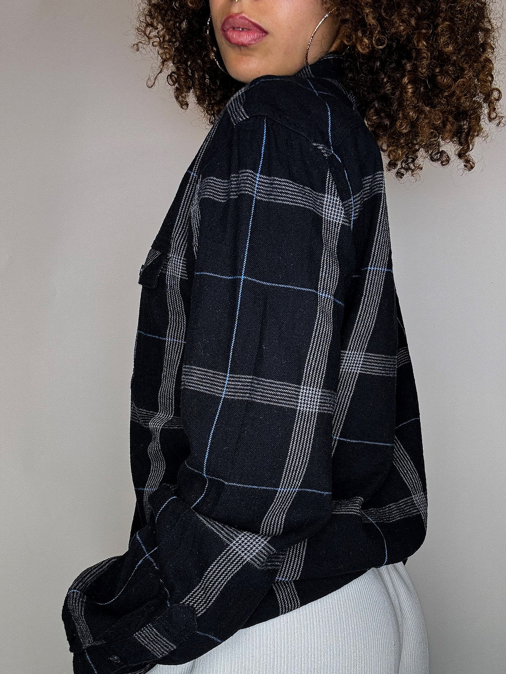 Chemise épaisse à carreaux noire LEVI'S M vintage