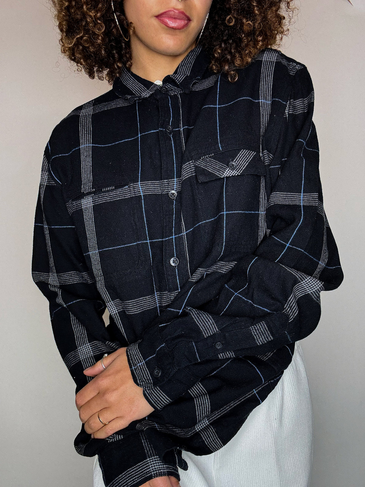 Chemise épaisse à carreaux noire LEVI'S M vintage