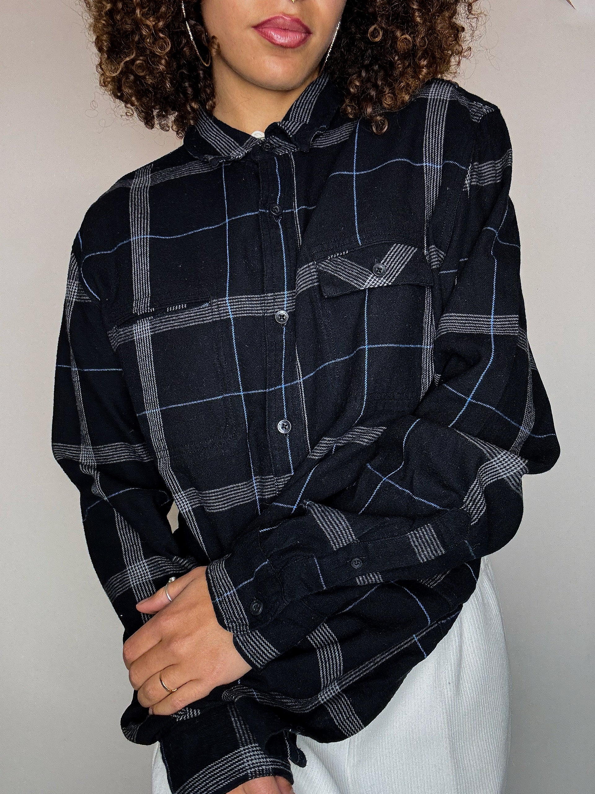 Chemise épaisse à carreaux noire LEVI'S M vintage