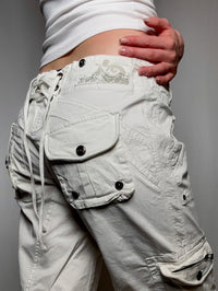Pantalon cargo blanc avec détails M vintage