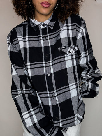 Chemise épaisse à carreaux noirs et blancs WRANGLER XL vintage
