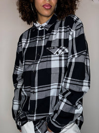 WRANGLER vintage black and white plaid thick shirt XL