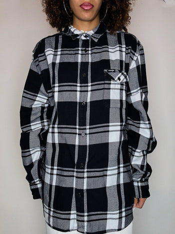 Chemise épaisse à carreaux noirs et blancs WRANGLER XL vintage