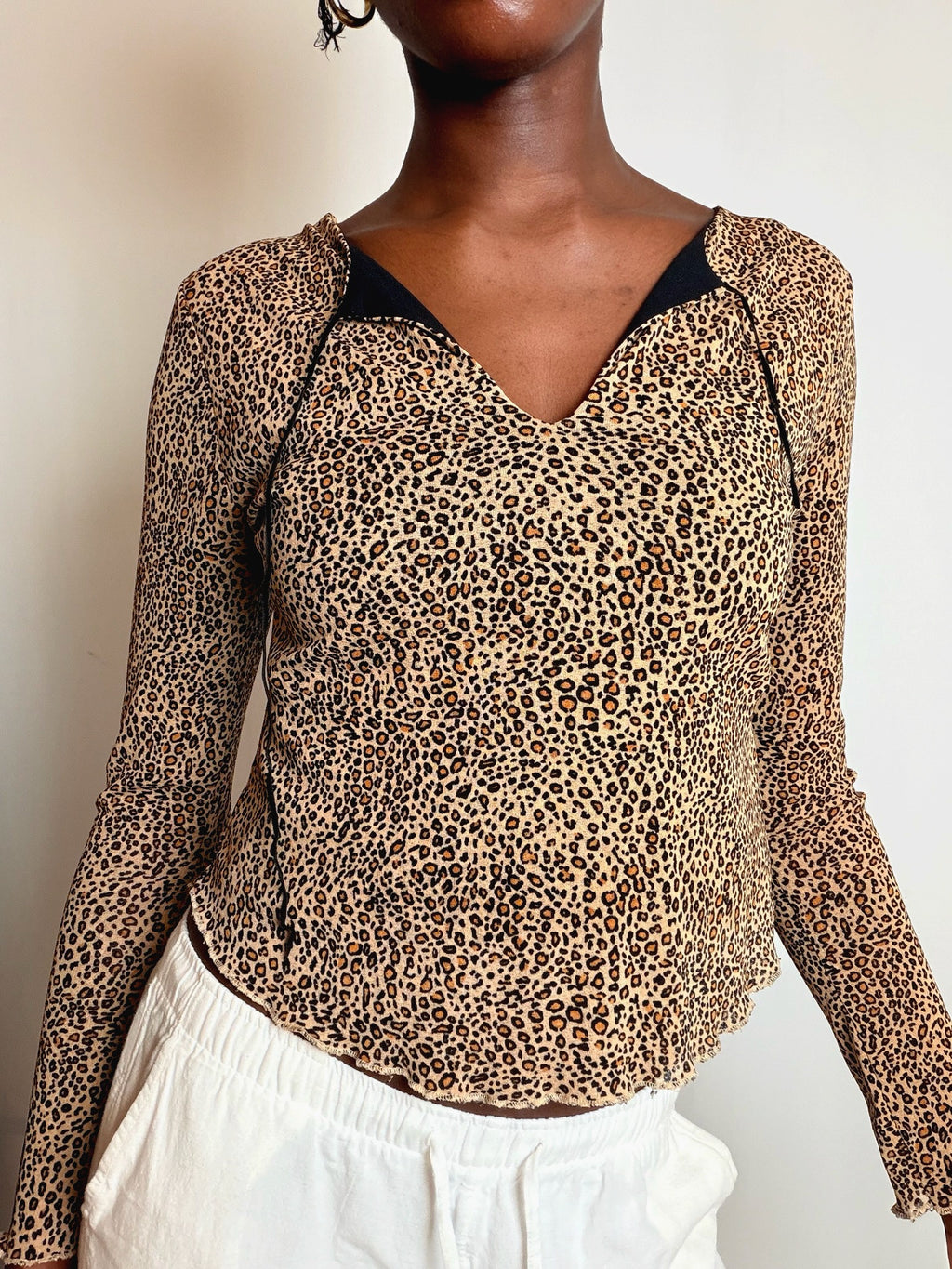 Top en mesh léopard L vintage