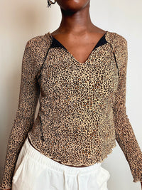Top en mesh léopard L vintage
