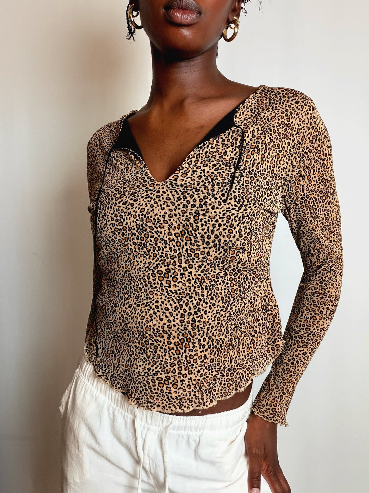 Top en mesh léopard L vintage