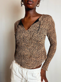 Top en mesh léopard L vintage