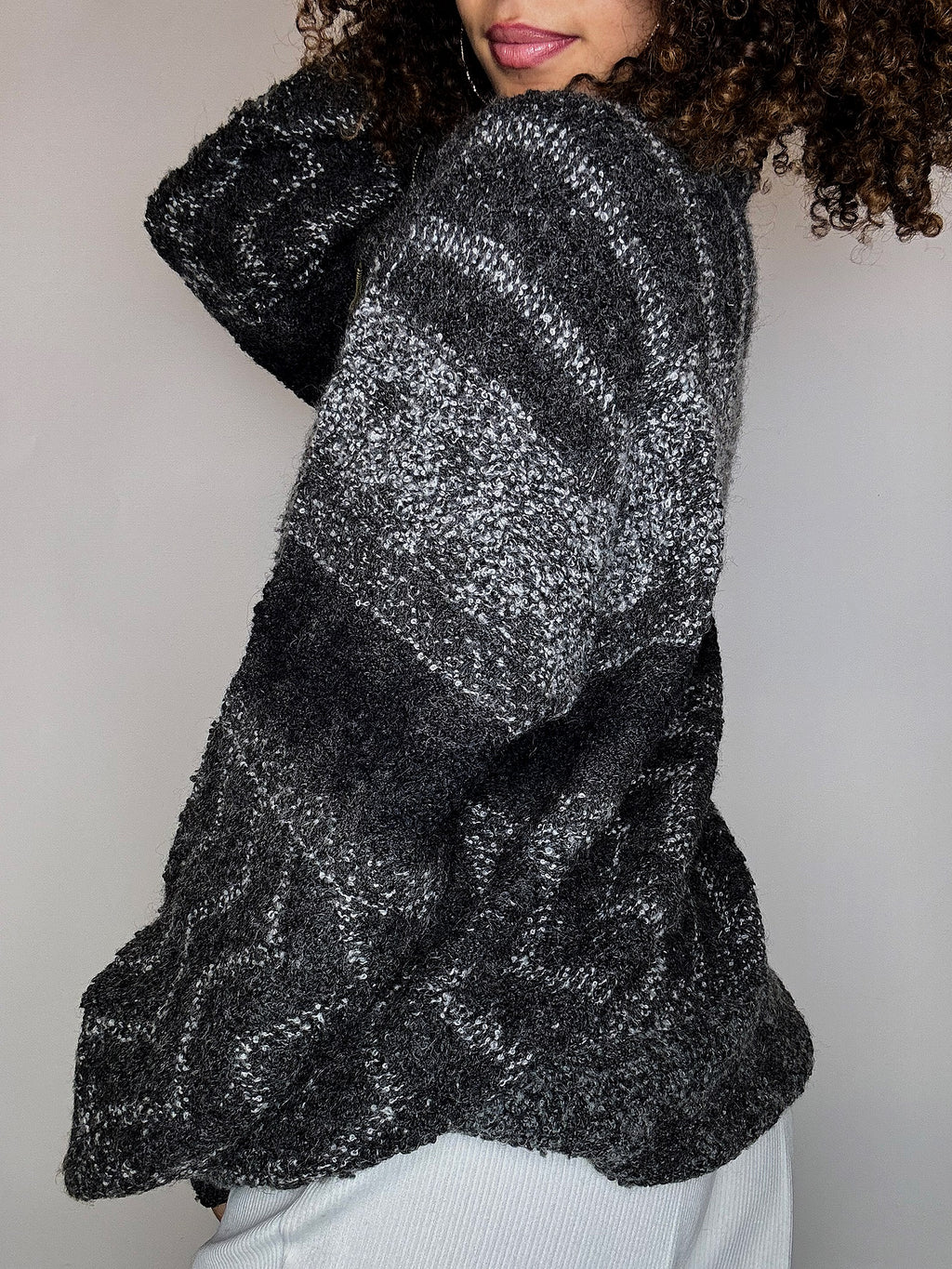 Pull cosy en maille gris XL vintage