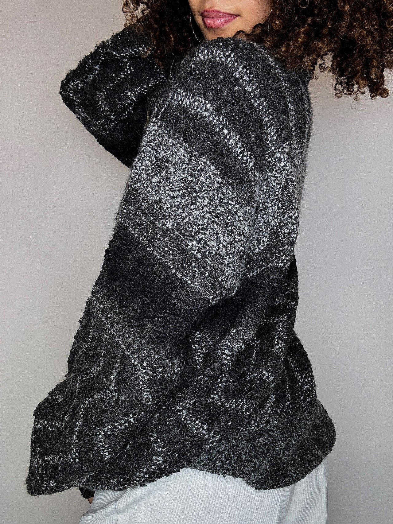 Pull cosy en maille gris XL vintage