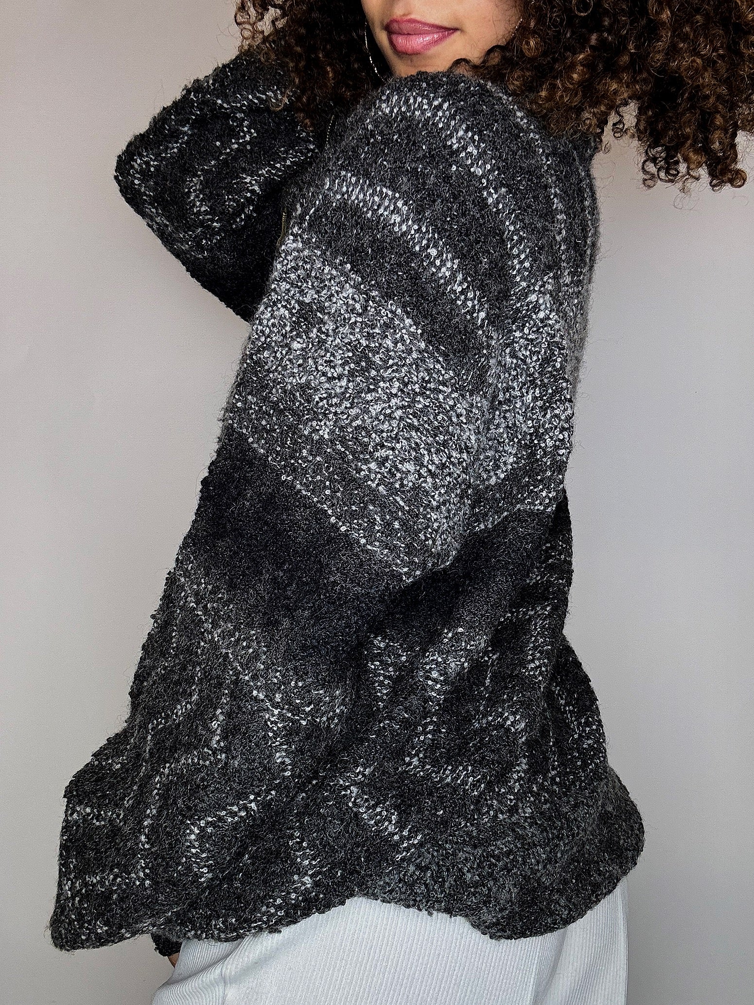 Pull cosy en maille gris XL vintage