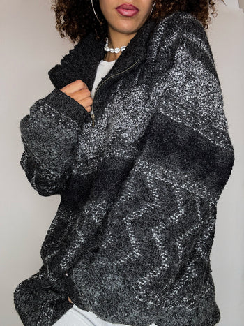 Pull cosy en maille gris XL vintage